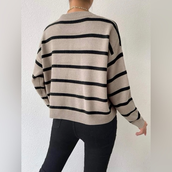 NEW SHEIN Essnce Striped Drop Shoulder Sweater - Picture 2 of 2